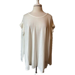 DG2 NWT Ruffle Long Sleeve Top Ivory Women's 3X Fairy Whimsical Boho Neutral